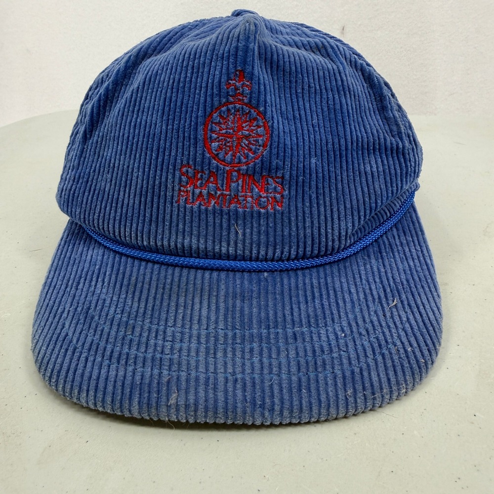 Duckster Sea Pines Plantation Hat Mens OSFA Blue Corduroy‎ Vintage Rope Cap USA